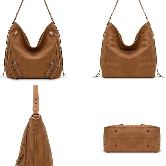 Wrangler Large Hobo Purses and Handbags for Women with Buckle and Fringe Zipper